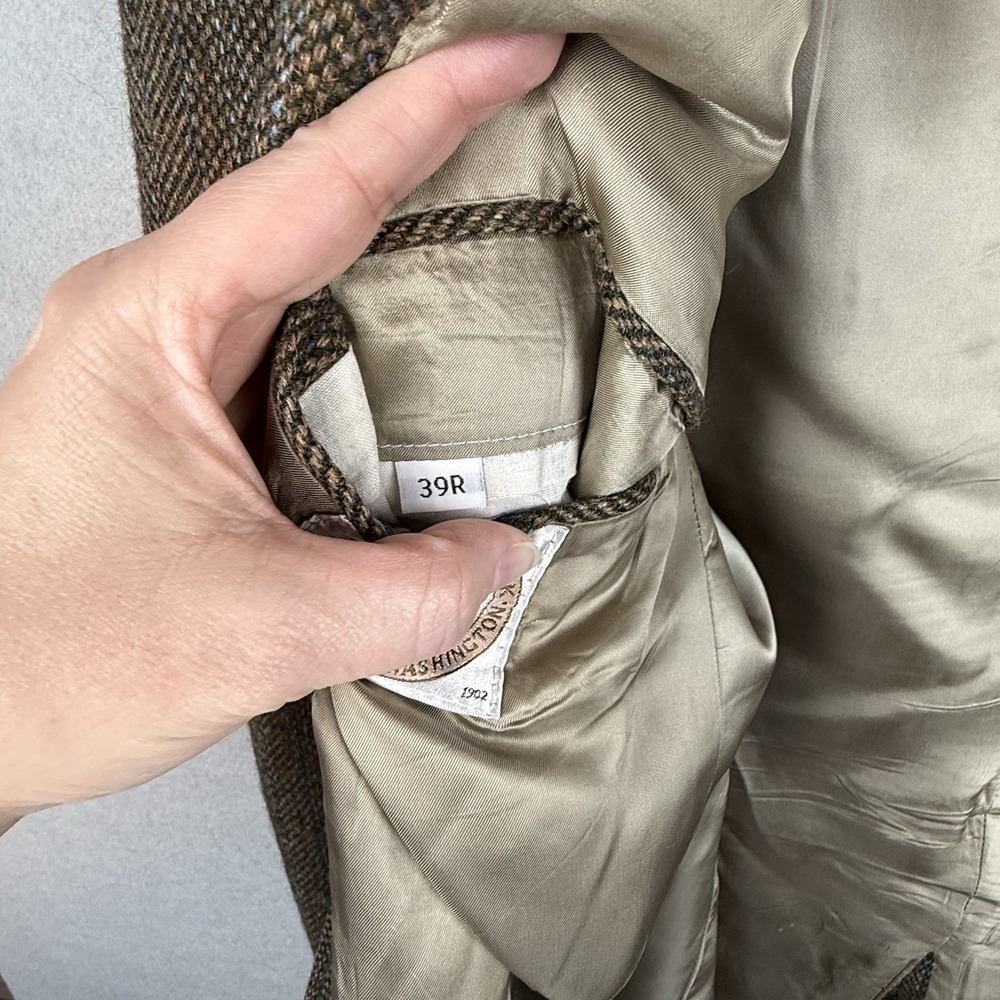 J Press Donegal Mist Handwoven Tweed Blazer Brown Herringbone Wool Cashmere 39R - Picture 4 of 16